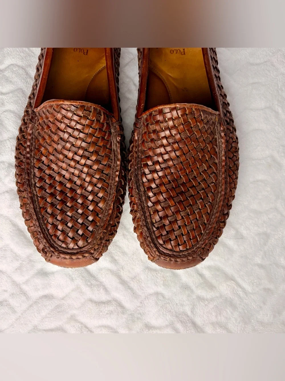 VTG 90s Ralph Lauren Leather Woven Loafers Men’s Size 10 Eclectic Grandpa vibe